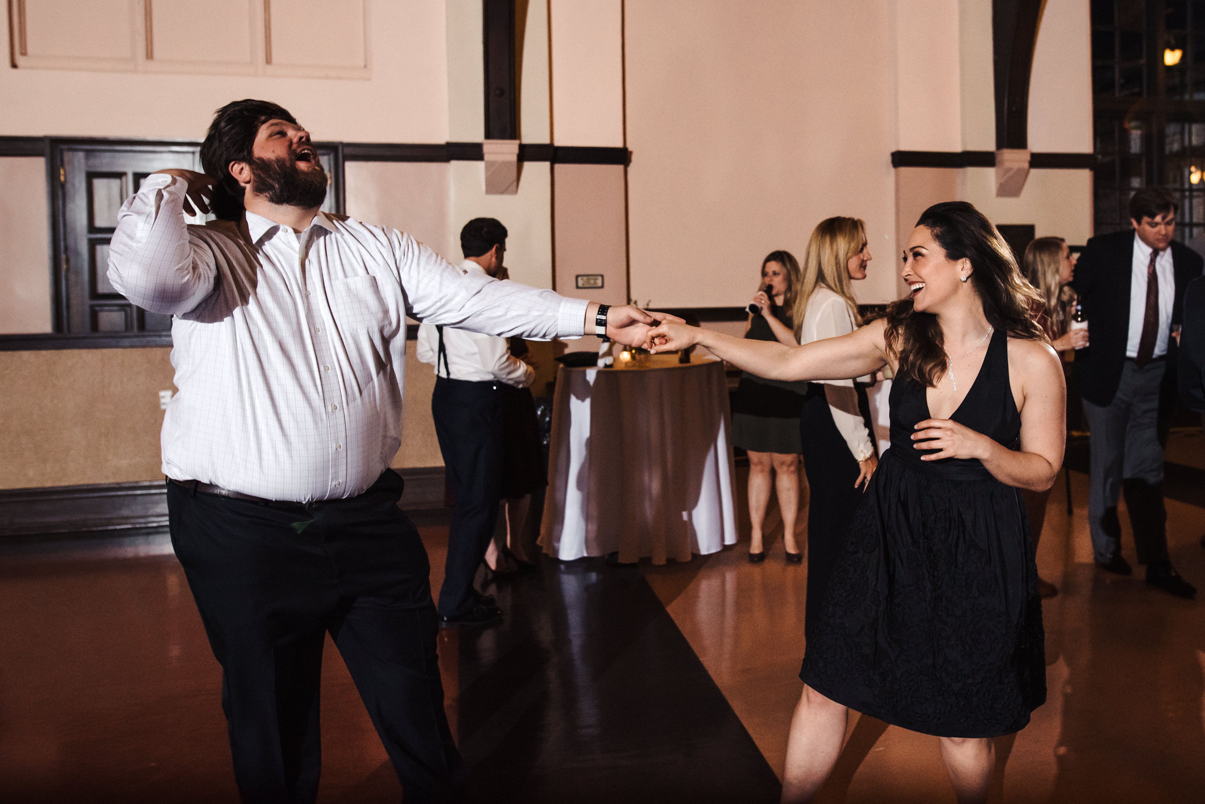 couple dancing at reception at mcbryde hall wedding