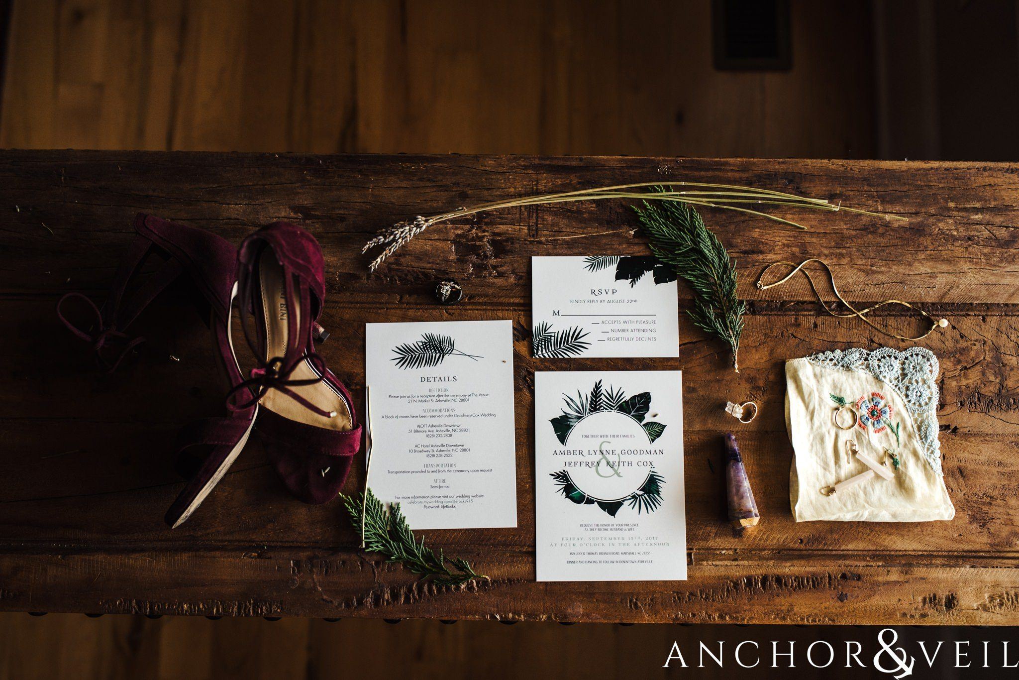 details and stationary during her The Venue Wedding in Asheville