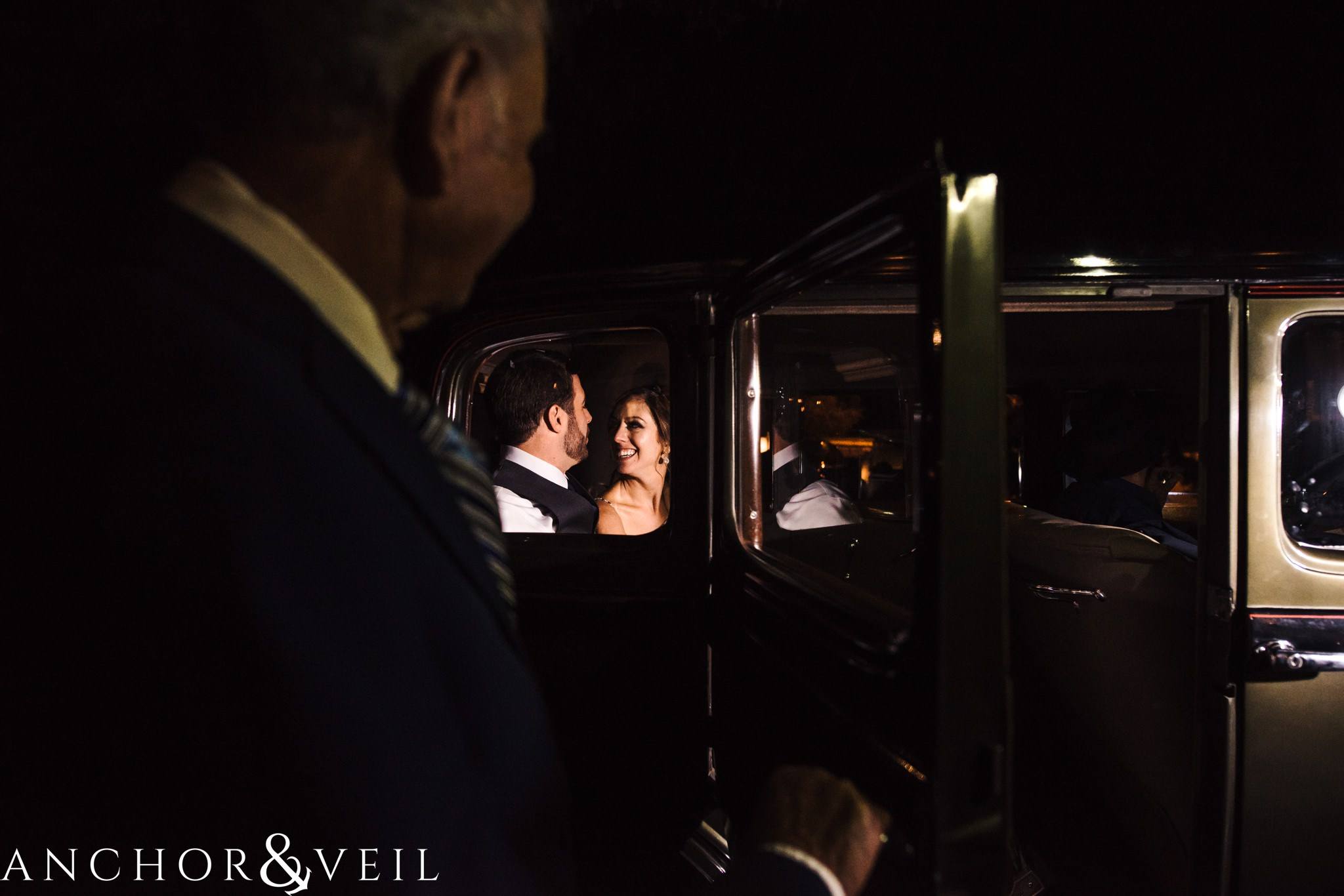 car exit during their Whitehead Manor Wedding