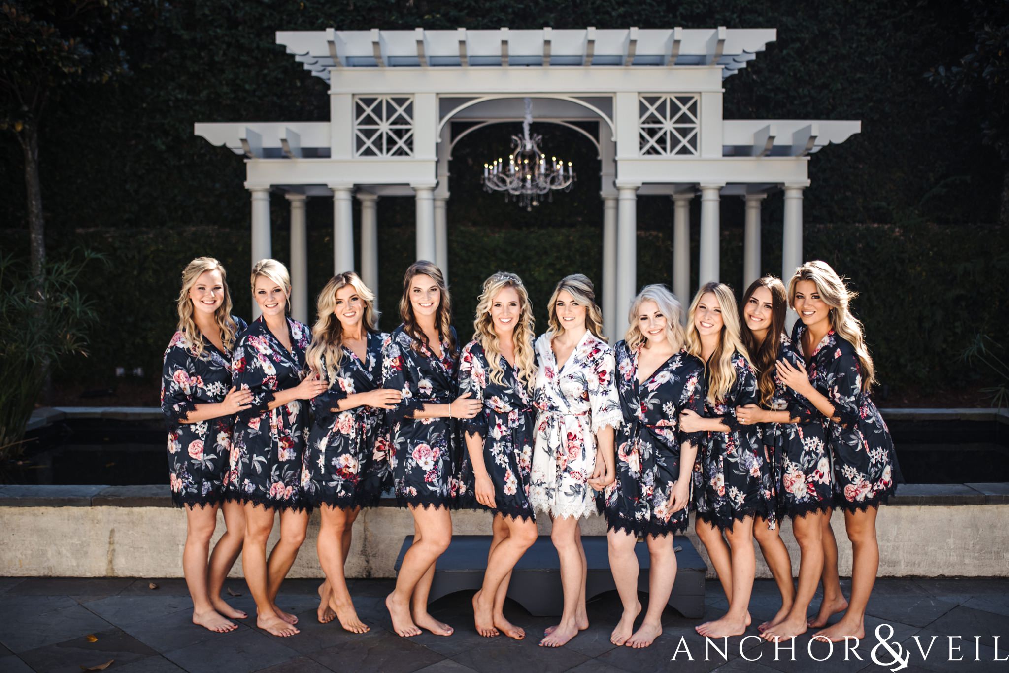 bridesmaids on the lawn during their William Aiken house Wedding in Charleston Sc