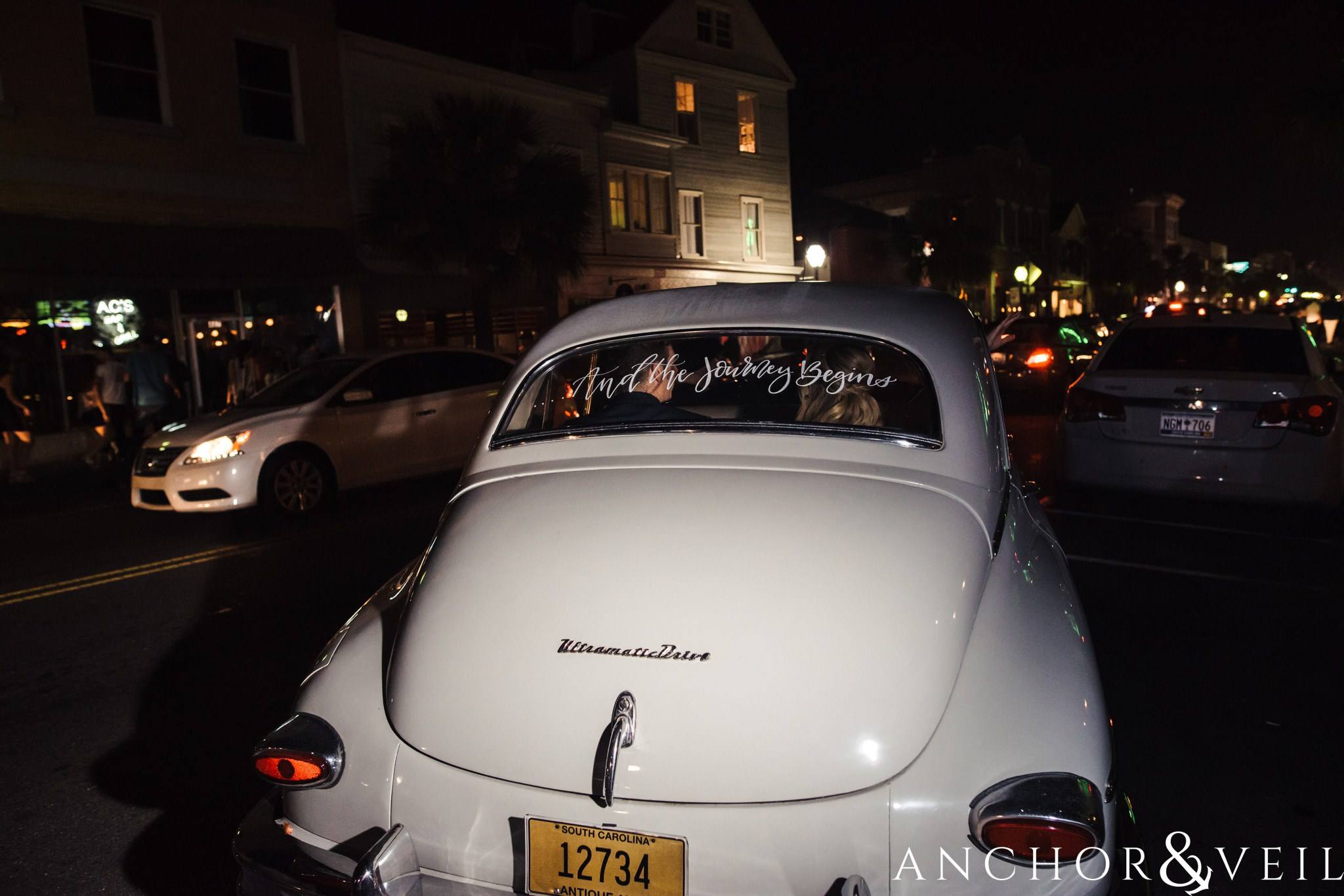 getaway car during their William Aiken house Wedding in Charleston Sc