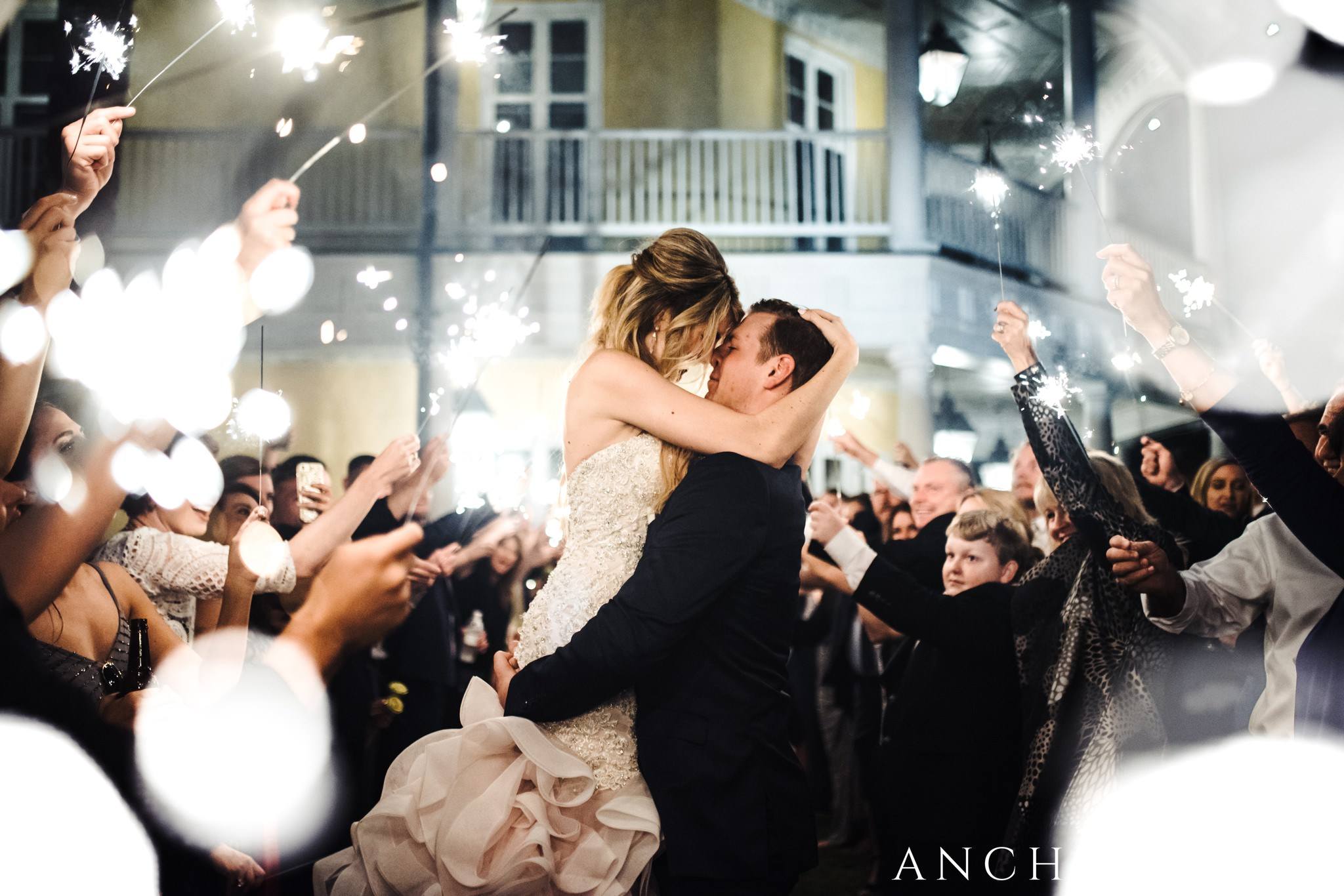 sparkler exit during their William Aiken house Wedding in Charleston Sc