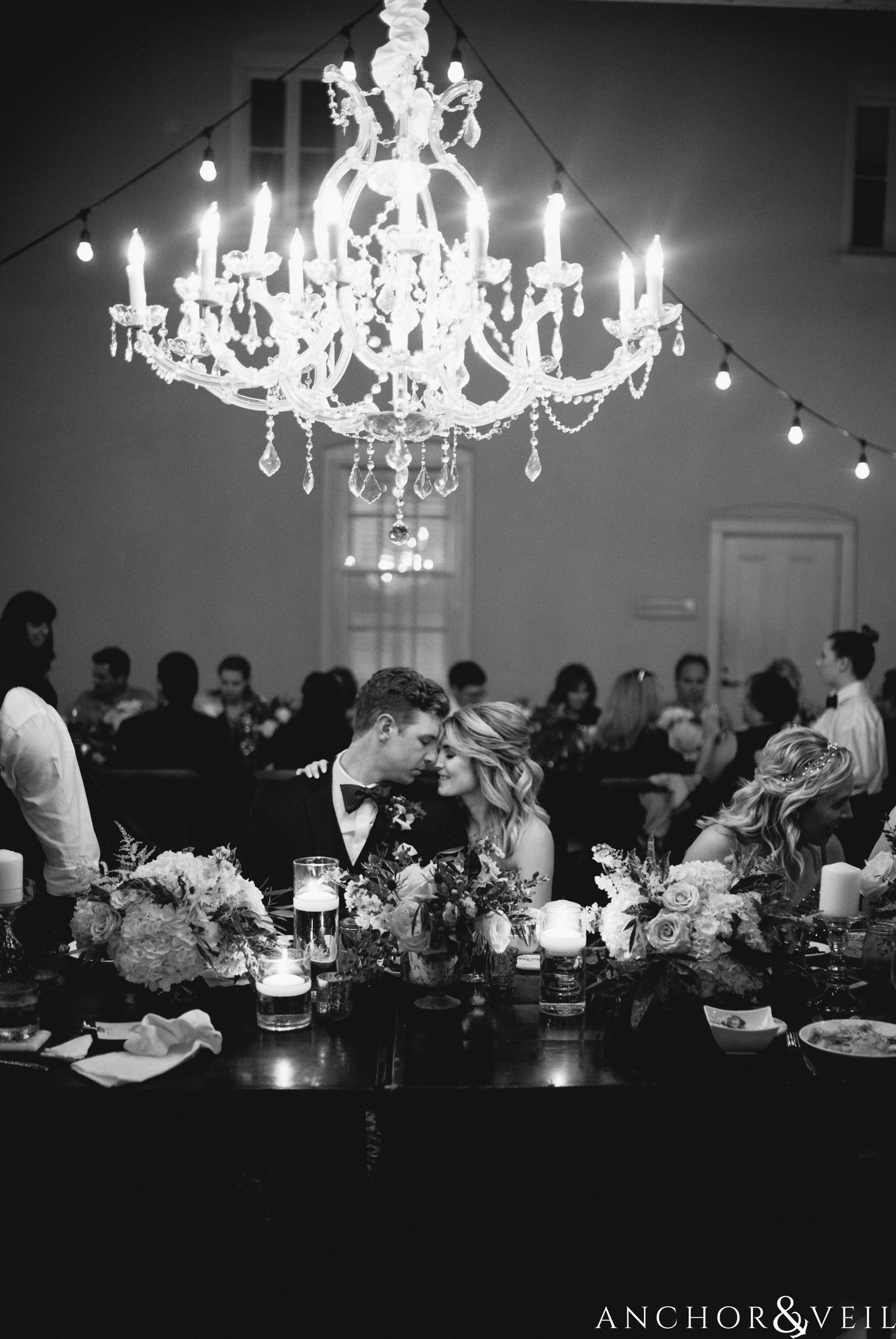chandeliers during reception