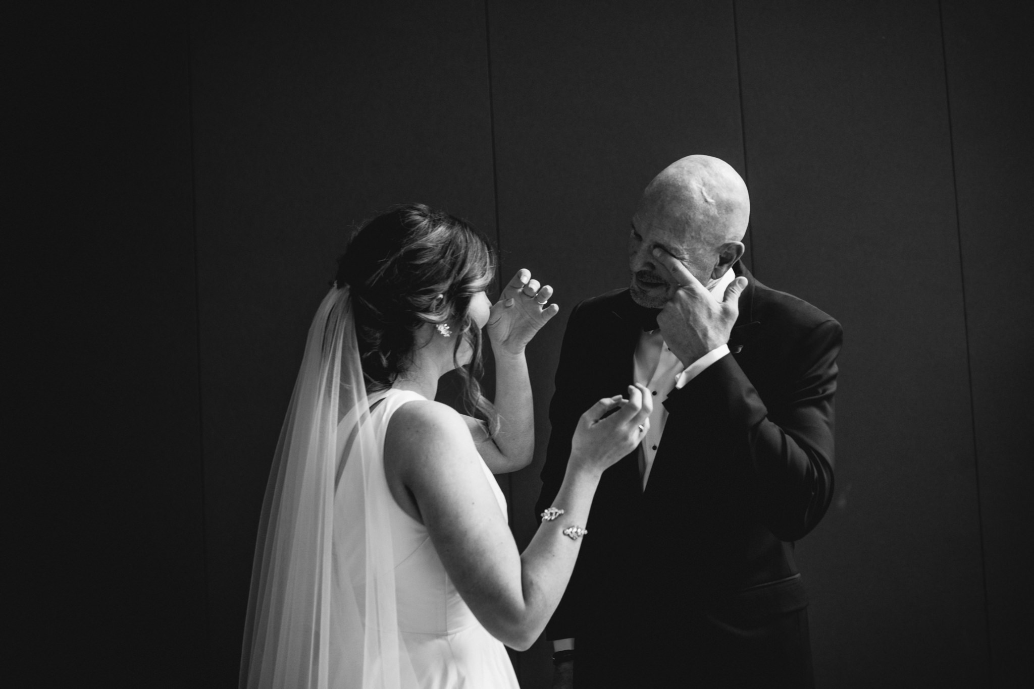 father daughter first look mint museum uptown wedding