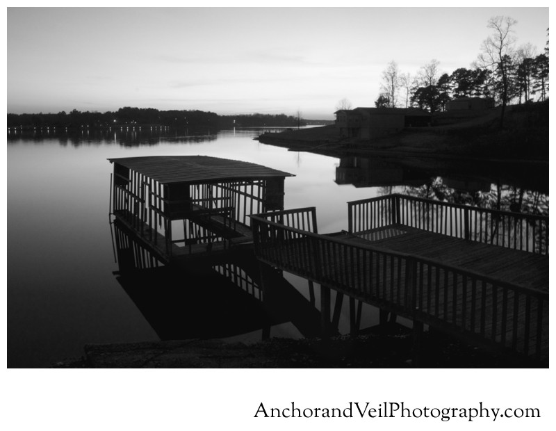 Lake Hickory Dock Black and White Sunset North Carolina