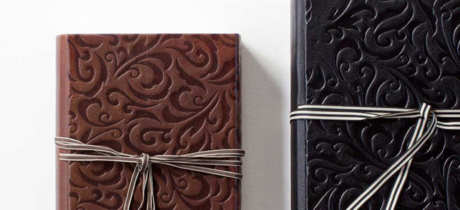 Leather Queensburry Wedding Album string black brown musee