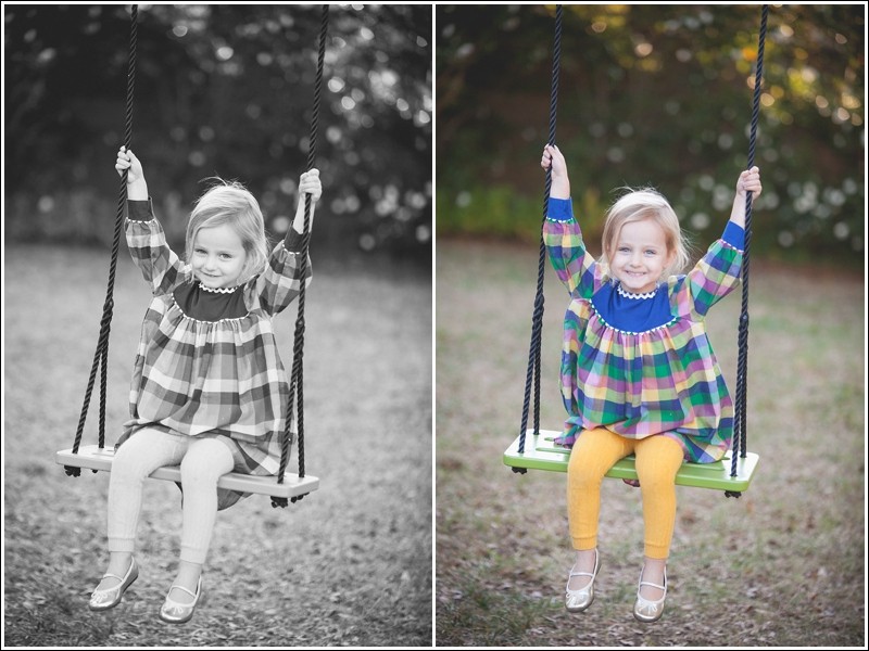 Sitting on a swing during the Fall family portrait session in Charlotte nc