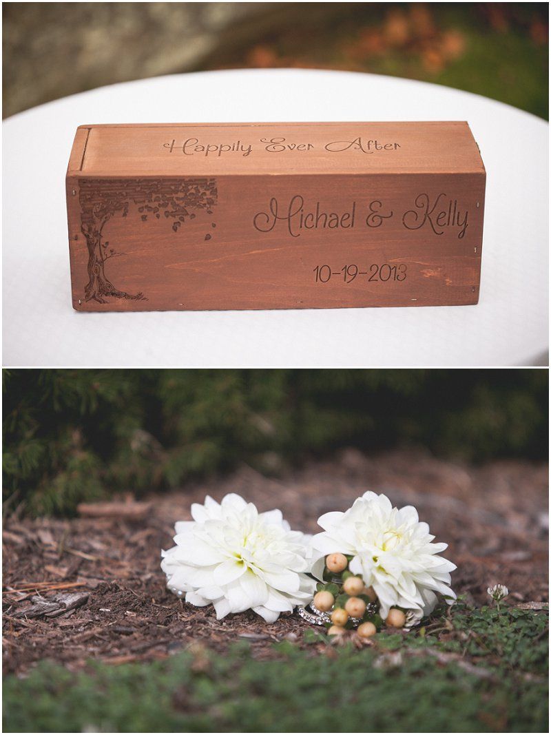 The box that holds their vows during the wedding ceremony at the Waterfront wedding at the chetola resort and spa in Blowing rock North Carolina