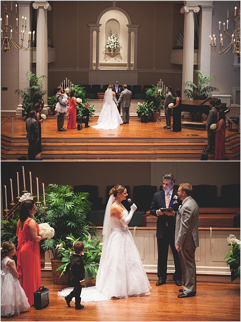 bride singing a song to the groom during the ceremony during the sparkler exit with a fur wrap during the High Point North Carolina Wedding at First Baptist Church High Point and high point country club at Emerywood