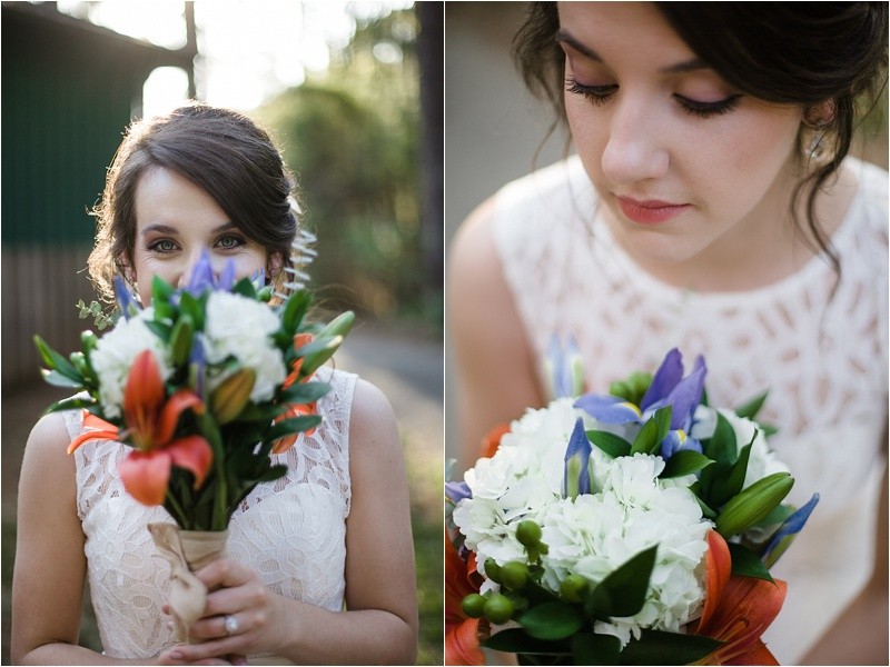 Stop and smell the flowers at during Caroline's bridal portraits in Jetton park
