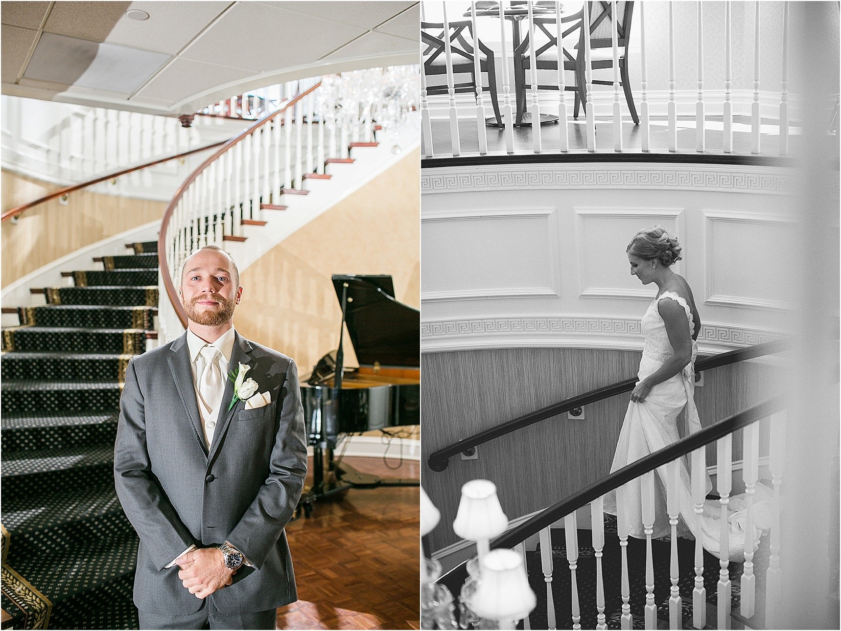 First look down the stairs the Charlotte City Club wedding in charlotte North Carolina