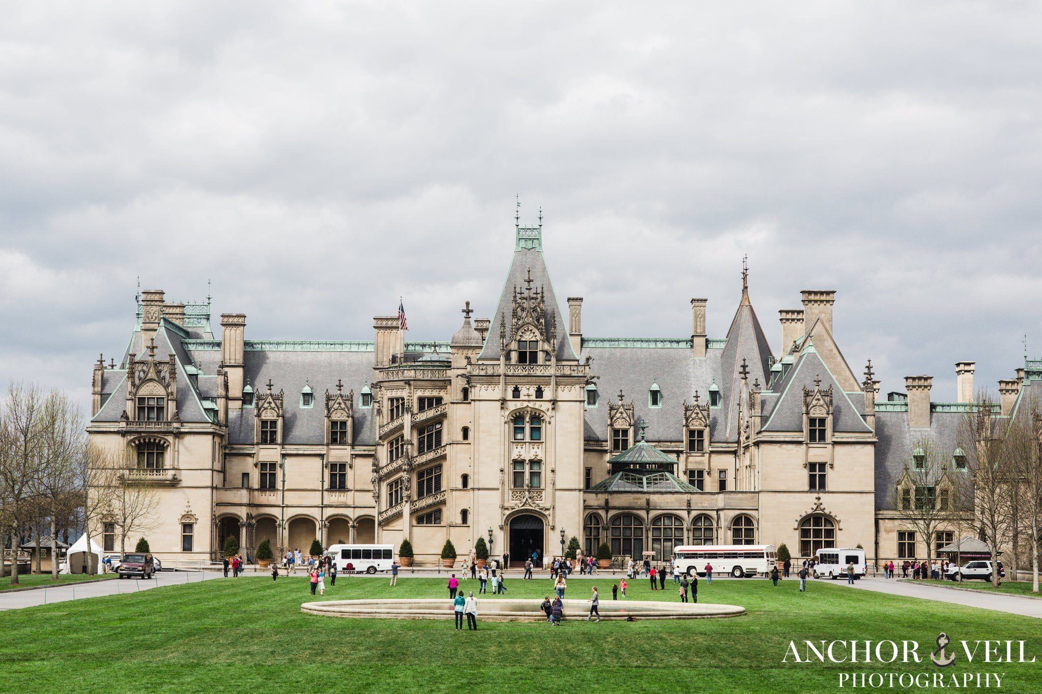 The Biltmore estate building on the lawn
