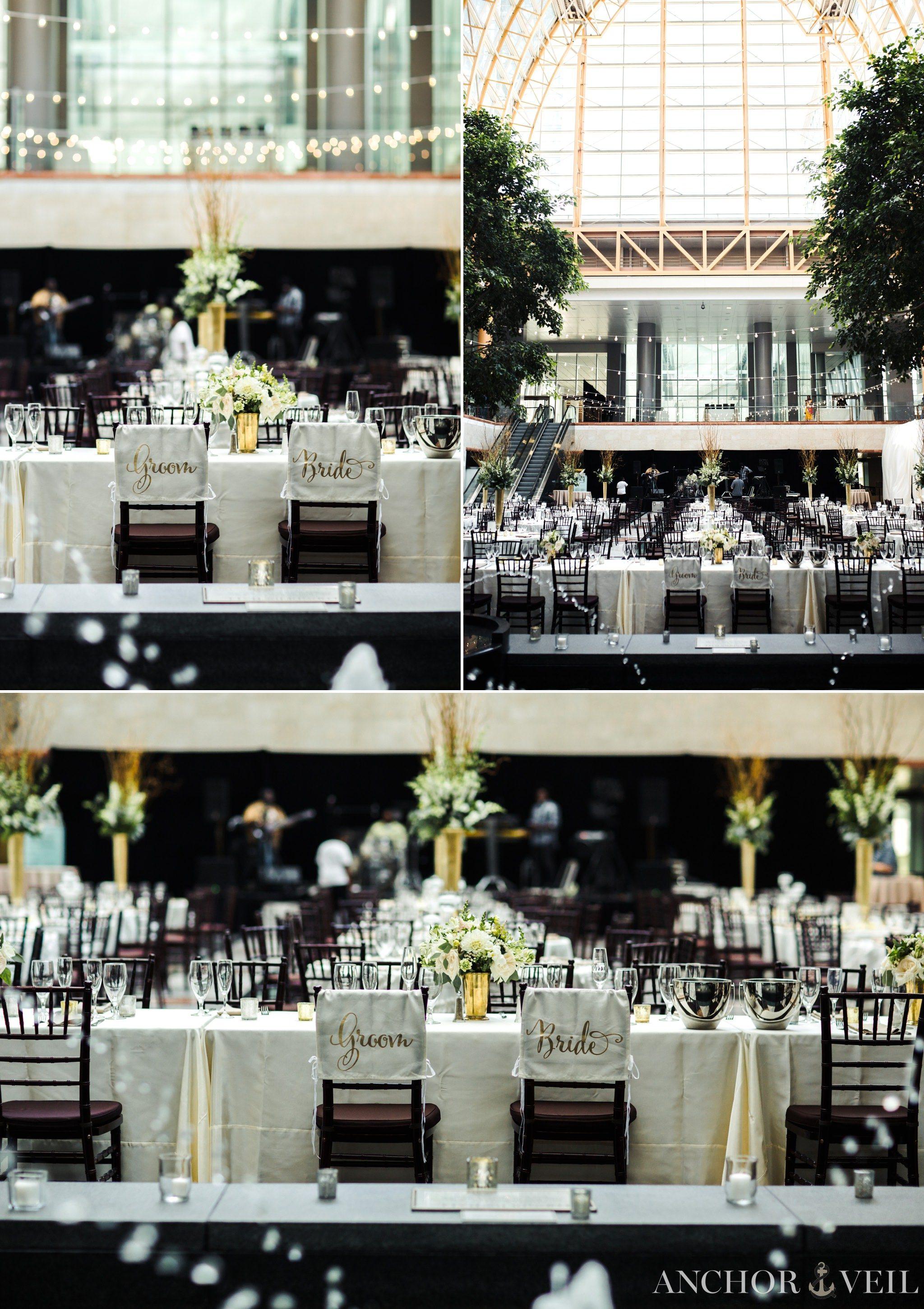 the reception details in founders Hall wedding in Charlotte Nc