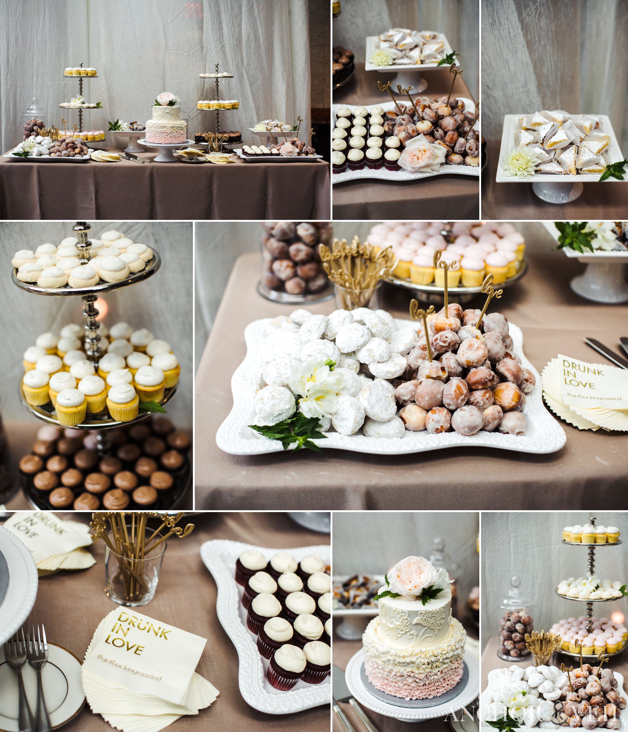 the cakes, bakery and desserts in founders Hall wedding in Charlotte Nc