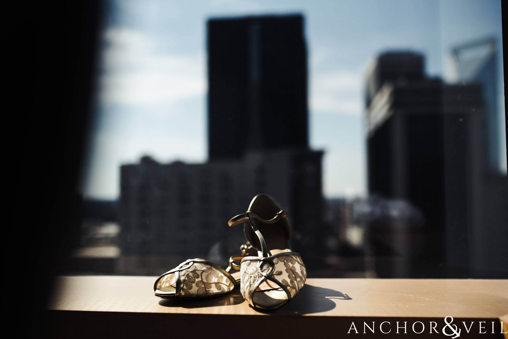 flats shoes during their ritz Carlton wedding in Uptown Charlotte NC