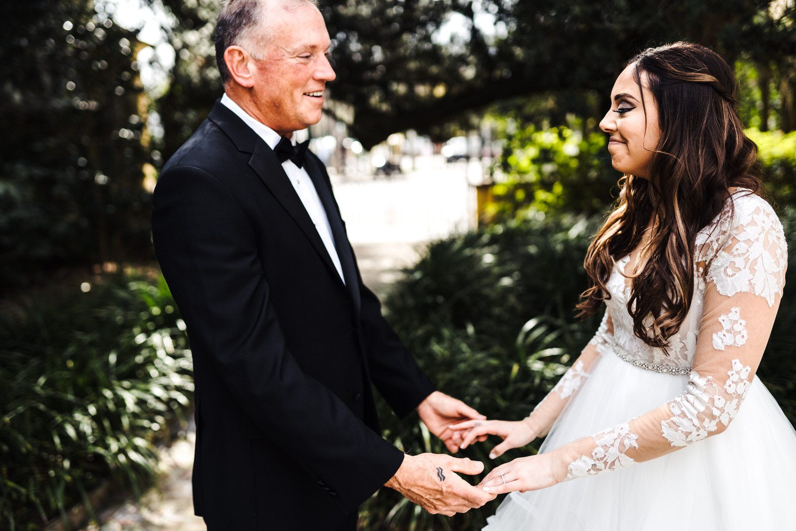 father daughter first look during their William Aiken house Wedding