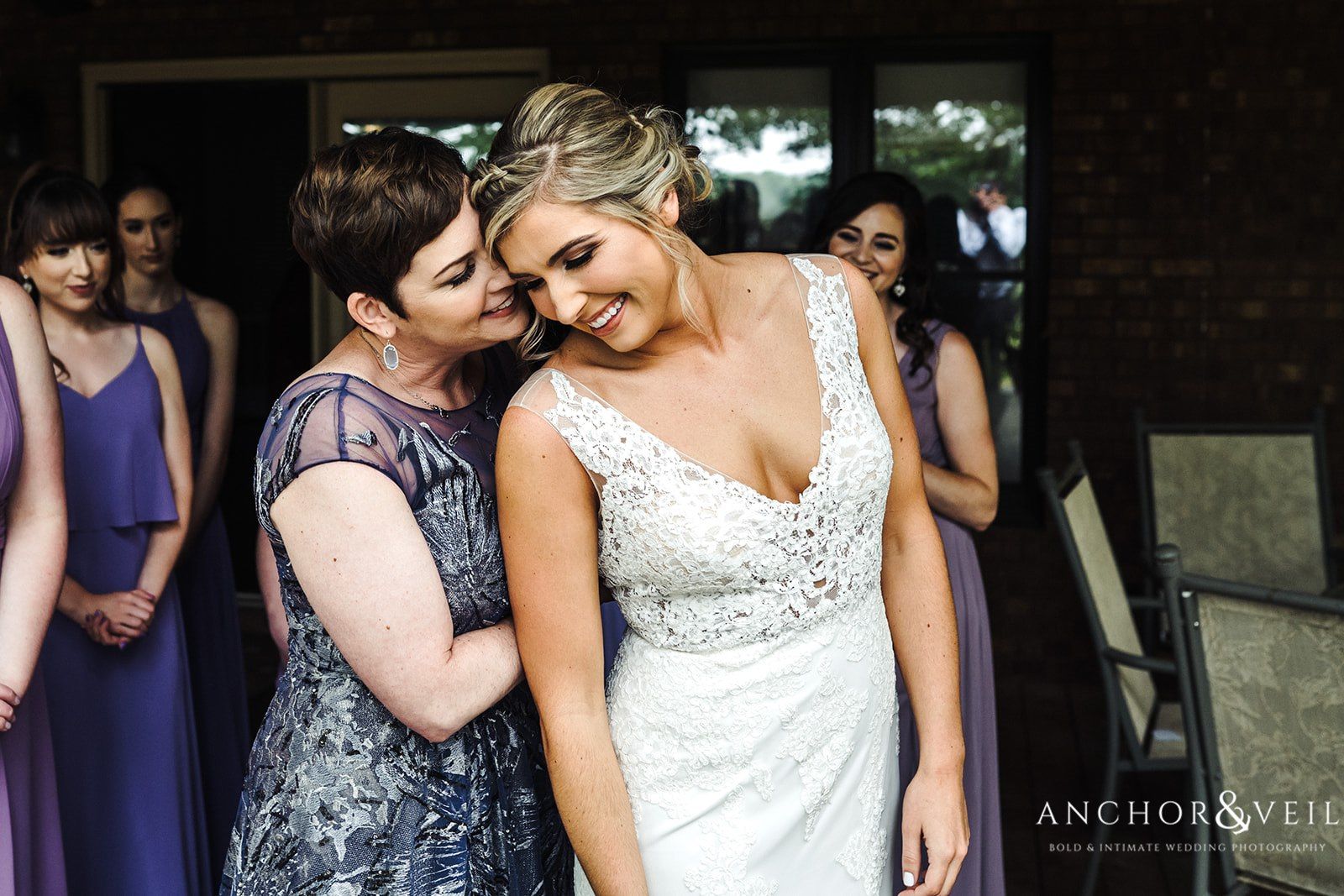 A touching moment between the Bride and her mother at The Farm at Brusharbor Wedding