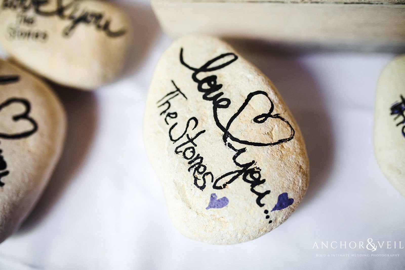 Stone favors for the guests at The Farm at Brusharbor Wedding