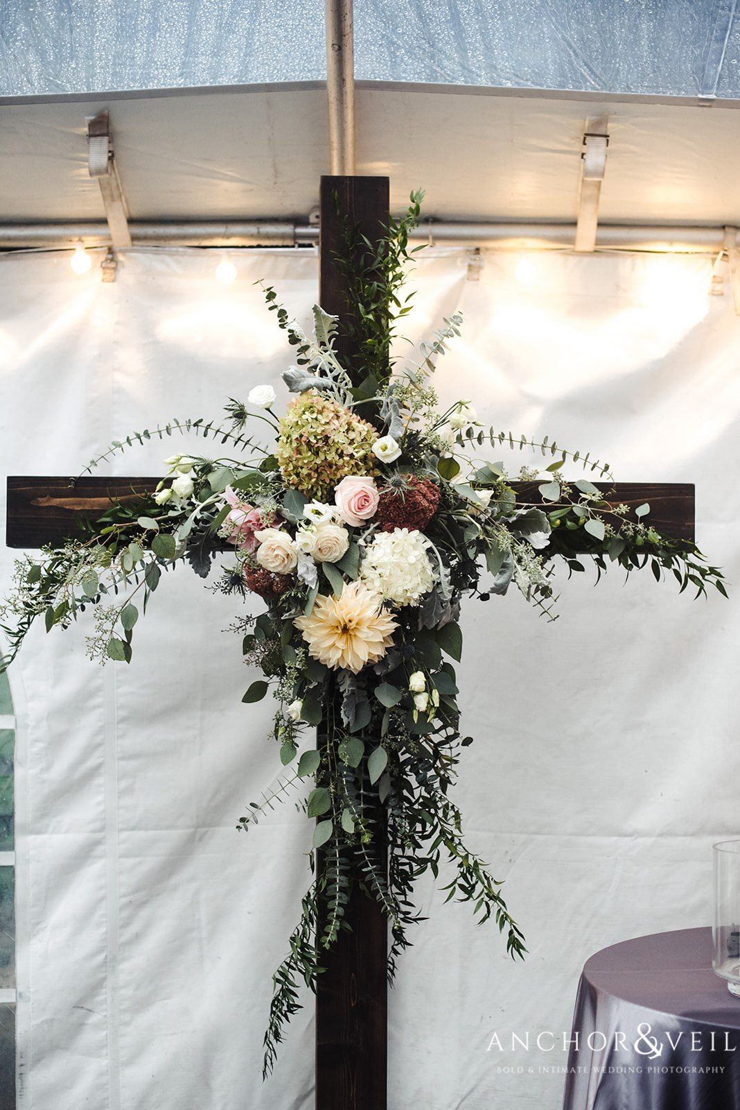 The alter flowers at the Beech Mountain Ski Resort Wedding