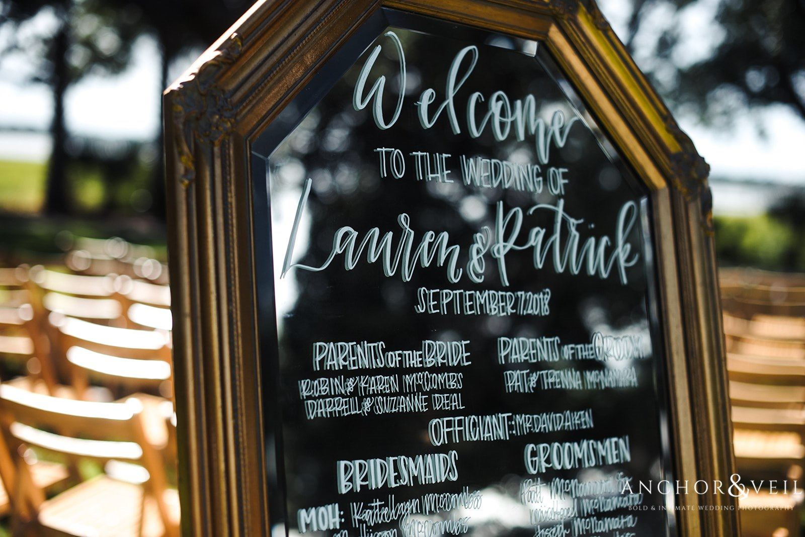 The wedding sign at the Lowndes Grove Plantation Wedding