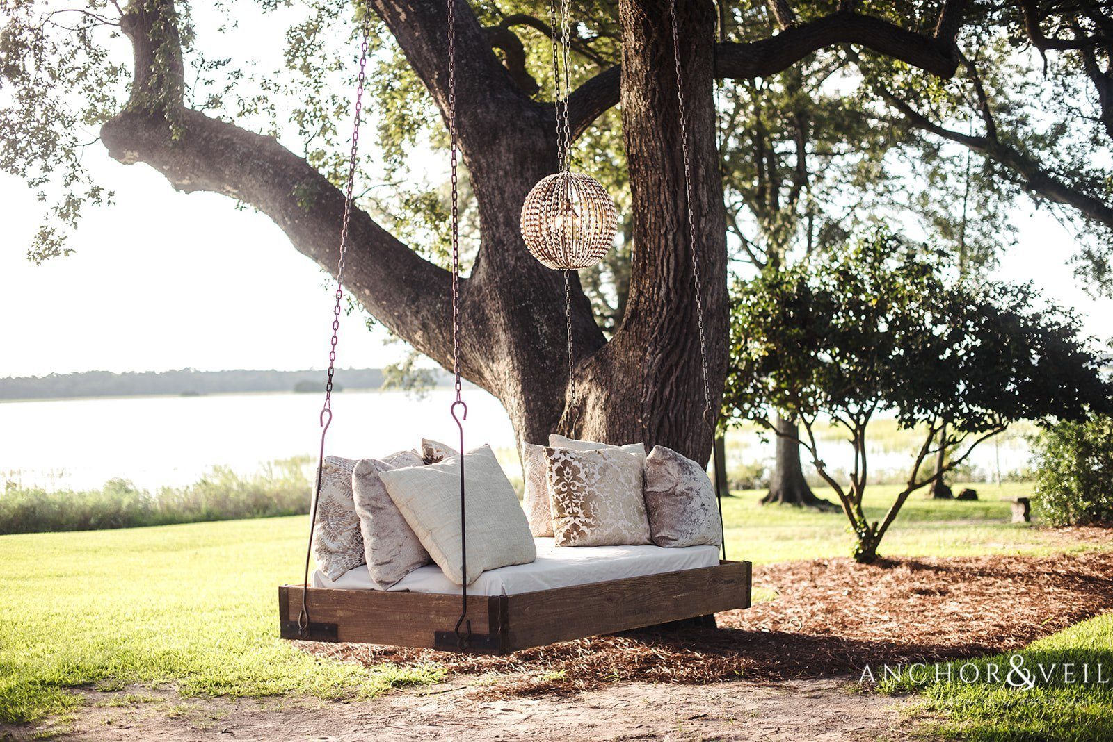 The garden swing at the Lowndes Grove Plantation Wedding