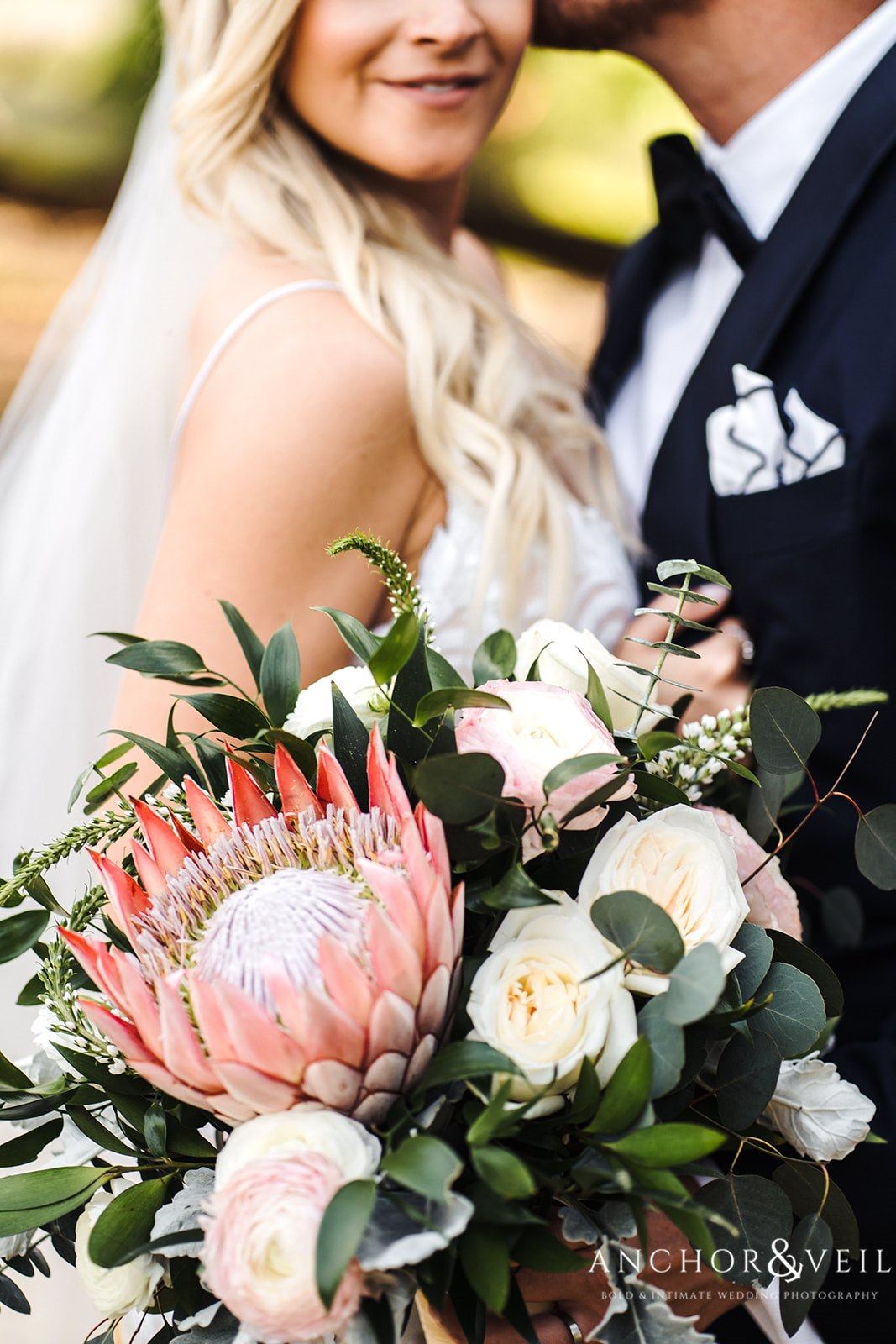 The beautiful King Protea at the Boone Hall Plantation Wedding 