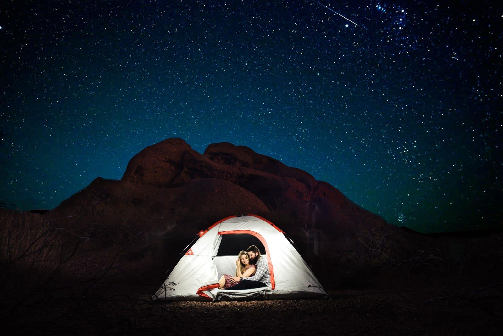 Hanging out in a tent under the stars during their session at Papago park